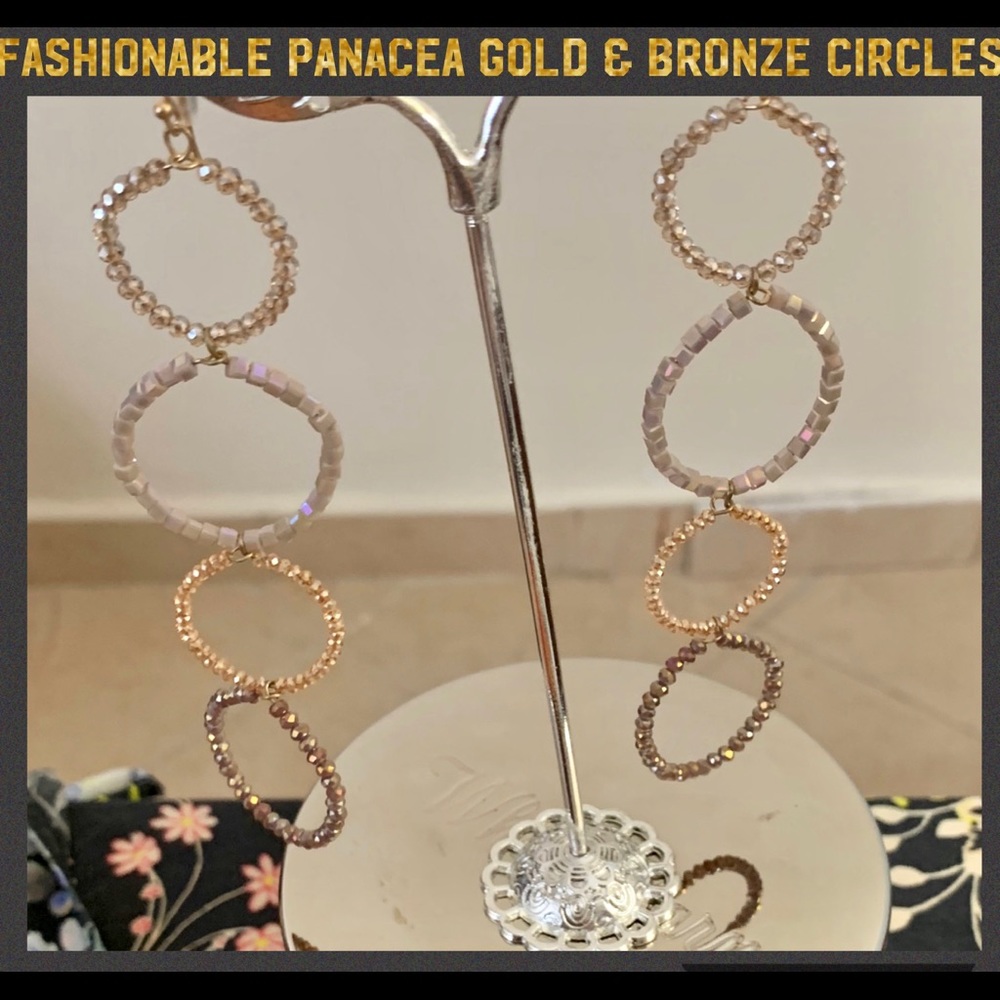 PANACEA GOLD TONES CRYSTAL LINEAR EARRINGS - Picture 2 of 8